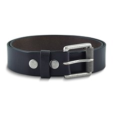 Image of Black Tumbled Cowhide Leather Silver-tone Buckle Belt Size 38