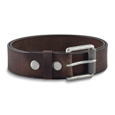 Image of Brown Tumbled Cowhide Leather Silver-tone Buckle Belt Size 42