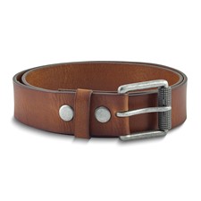 Image of Tan Tumbled Cowhide Leather Silver-tone Buckle Belt Size 36