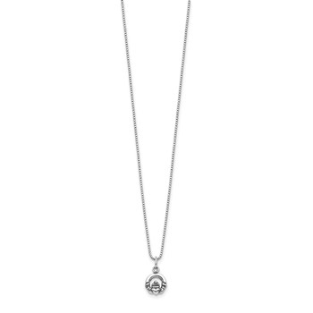 Sterling Silver Mini Antiqued Claddagh 14 Inch Necklace with Pink Gift Pouch — alternate view