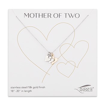 Stainless Steel Gold-tone Mother of Two 20 inch Necklace — alternate view