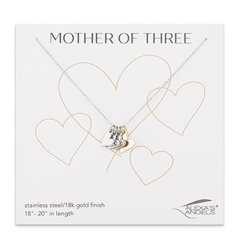 Stainless Steel Gold-tone Mother of Three 20 inch Necklace — alternate view