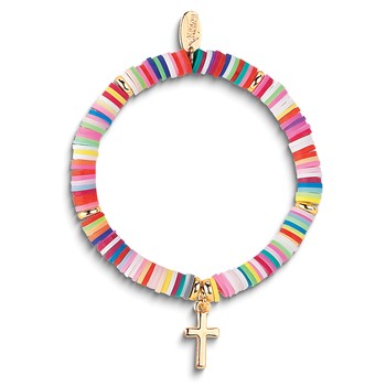 Heishi Cross Stretch 6 inch Bracelet