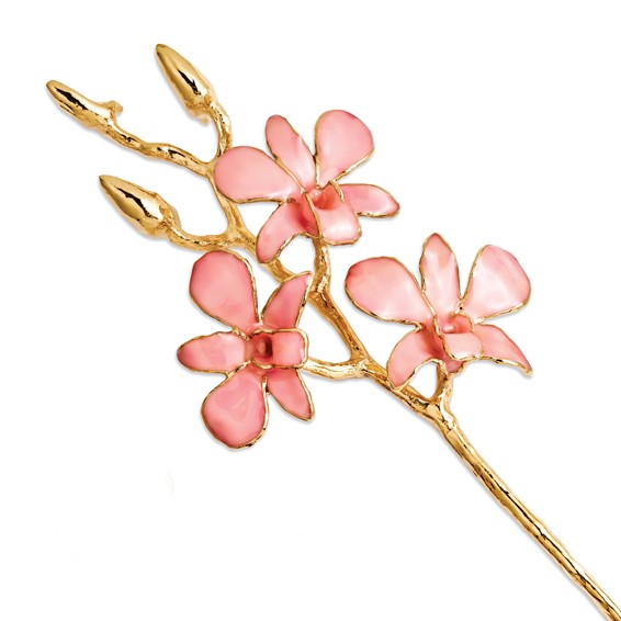 Lacquer Dipped 24k Gold Trimmed Pink Orchid Stem Lacquer Dipped 24k Gold Trimmed Pink Orchid Stem