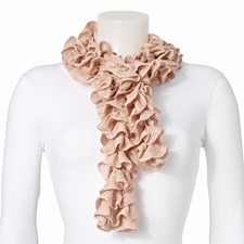 Image of Beige Knitted Frill Fashion Scarf