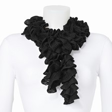 Image of Black Knitted Frill Fashion Scarf