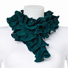 Image of Green Knitted Frill Fashion Scarf