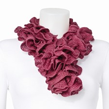 Image of Dark Pink Knitted Frill Fashion Scarf