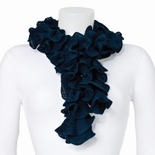 Image of Dark Blue Knitted Frill Fashion Scarf