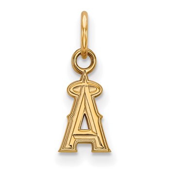 Sterling Silver Gold Plated Major League Baseball LogoArt Los Angeles Angels Extra Small Pendant