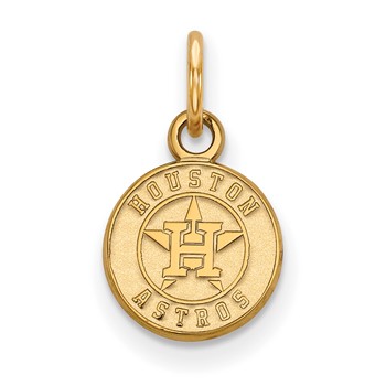 14k Gold Major League Baseball LogoArt Houston Astros Circle Extra Small Pendant