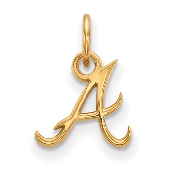 Sterling Silver Gold Plated Major League Baseball LogoArt Atlanta Braves Extra Small Pendant
