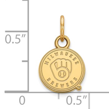 14k Gold Major League Baseball LogoArt Milwaukee Brewers Letter M Extra Small Pendant — alternate view