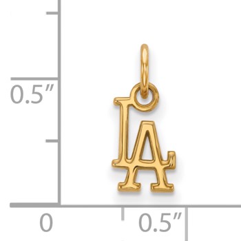10k Gold Major League Baseball LogoArt Los Angeles Dodgers L-A Extra Small Pendant — alternate view
