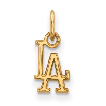 10k Gold Major League Baseball LogoArt Los Angeles Dodgers L-A Extra Small Pendant