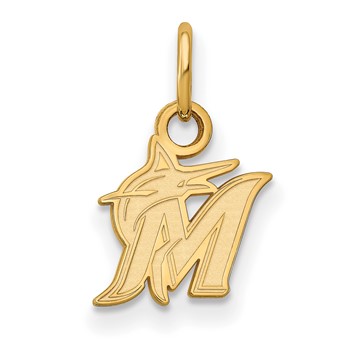 14k Gold Major League Baseball LogoArt Miami Marlins Letter M Extra Small Pendant