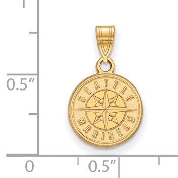 14k Gold Major League Baseball LogoArt Seattle Mariners Circle Small Pendant — alternate view