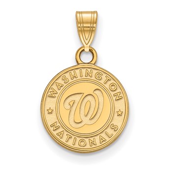 14k Gold Major League Baseball LogoArt Washington Nationals Circle Small Pendant