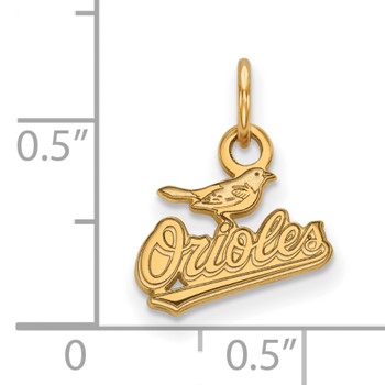 10k Gold Major League Baseball LogoArt Baltimore Orioles Script w/Bird Extra Small Pendant — alternate view