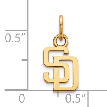 Sterling Silver Gold Plated Major League Baseball LogoArt San Diego Padres S-D Extra Small Pendant — alternate view