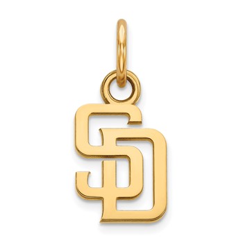 Sterling Silver Gold Plated Major League Baseball LogoArt San Diego Padres S-D Extra Small Pendant