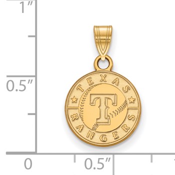14k Gold Major League Baseball LogoArt Texas Rangers Letter T Baseball Small Pendant — alternate view