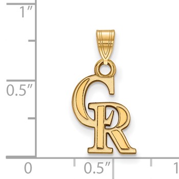 14k Gold Major League Baseball LogoArt Colorado Rockies C-R Small Pendant — alternate view