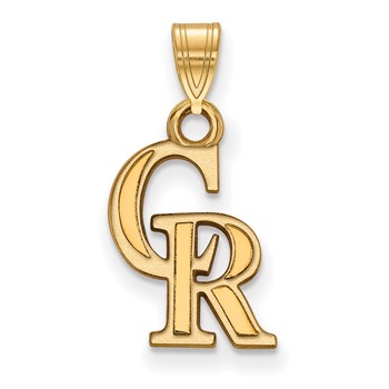14k Gold Major League Baseball LogoArt Colorado Rockies C-R Small Pendant