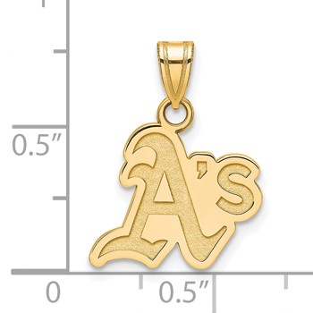 10k Gold Major League Baseball LogoArt Oakland Athletics Circle Small Pendant — alternate view