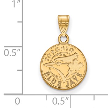 14k Gold Major League Baseball LogoArt Toronto Blue Jays Small Disc Pendant — alternate view