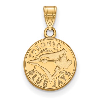 14k Gold Major League Baseball LogoArt Toronto Blue Jays Small Disc Pendant