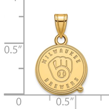 Sterling Silver Gold Plated Major League Baseball LogoArt Milwaukee Brewers Small Pendant — alternate view
