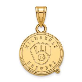 Sterling Silver Gold Plated Major League Baseball LogoArt Milwaukee Brewers Small Pendant