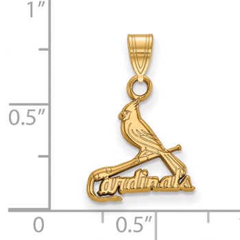 10k Gold Major League Baseball LogoArt St. Louis Cardinals Bird and Bat Small Pendant — alternate view