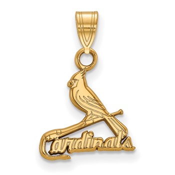 10k Gold Major League Baseball LogoArt St. Louis Cardinals Bird and Bat Small Pendant