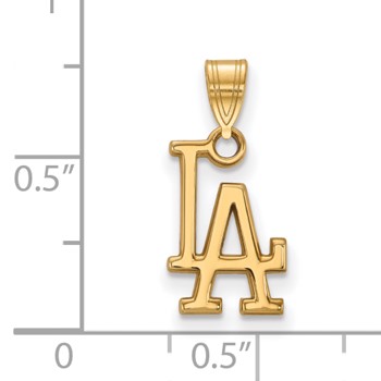 Sterling Silver Gold Plated Major League Baseball LogoArt Los Angeles Dodgers Small Pendant — alternate view