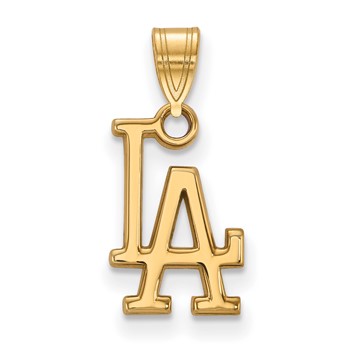 Sterling Silver Gold Plated Major League Baseball LogoArt Los Angeles Dodgers Small Pendant