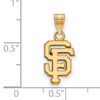 Sterling Silver Gold Plated Major League Baseball LogoArt San Francisco Giants Small Pendant — alternate view