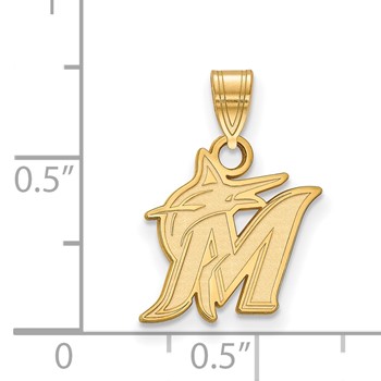 10k Gold Major League Baseball LogoArt Miami Marlins Letter M Small Pendant — alternate view