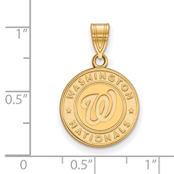 14k Gold Major League Baseball LogoArt Washington Nationals Circle Medium Pendant — alternate view