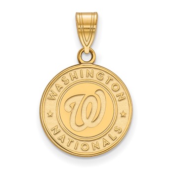 14k Gold Major League Baseball LogoArt Washington Nationals Circle Medium Pendant