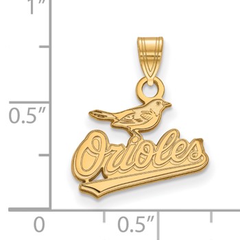 10k Gold Major League Baseball LogoArt Baltimore Orioles Script w/Bird Small Pendant — alternate view