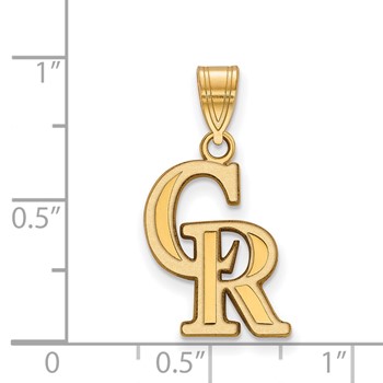 14k Gold Major League Baseball LogoArt Colorado Rockies C-R Medium Pendant — alternate view