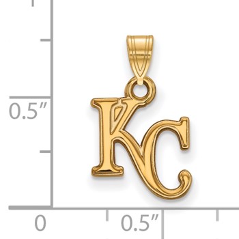 14k Gold Major League Baseball LogoArt Kansas City Royals Letters K-C Small Pendant — alternate view