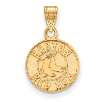 10k Gold Major League Baseball LogoArt Boston Red Sox Small Pendant