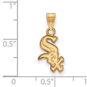 Sterling Silver Gold Plated Major League Baseball LogoArt Chicago White Sox Small Pendant — alternate view