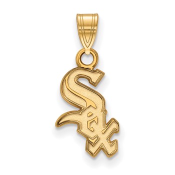 Sterling Silver Gold Plated Major League Baseball LogoArt Chicago White Sox Small Pendant
