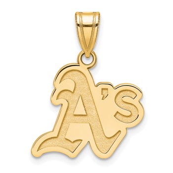 14k Gold Major League Baseball LogoArt Oakland Athletics Circle Medium Pendant