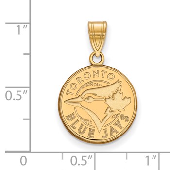 Sterling Silver Gold Plated Major League Baseball LogoArt Toronto Blue Jays Medium Pendant — alternate view