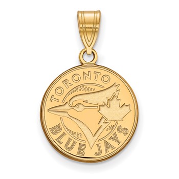 Sterling Silver Gold Plated Major League Baseball LogoArt Toronto Blue Jays Medium Pendant
